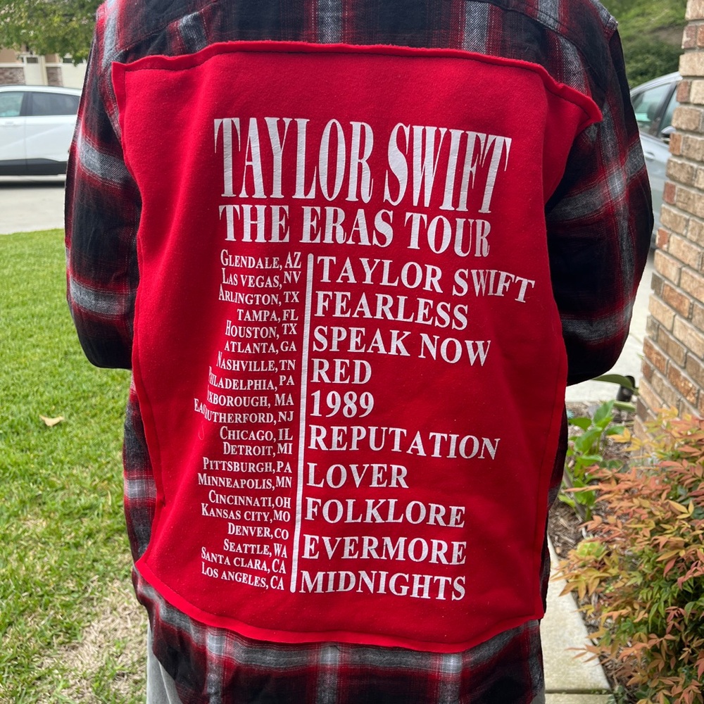 Taylor Swift Eras Tour Upcycled Flannel Shirt unisex Size Medium M